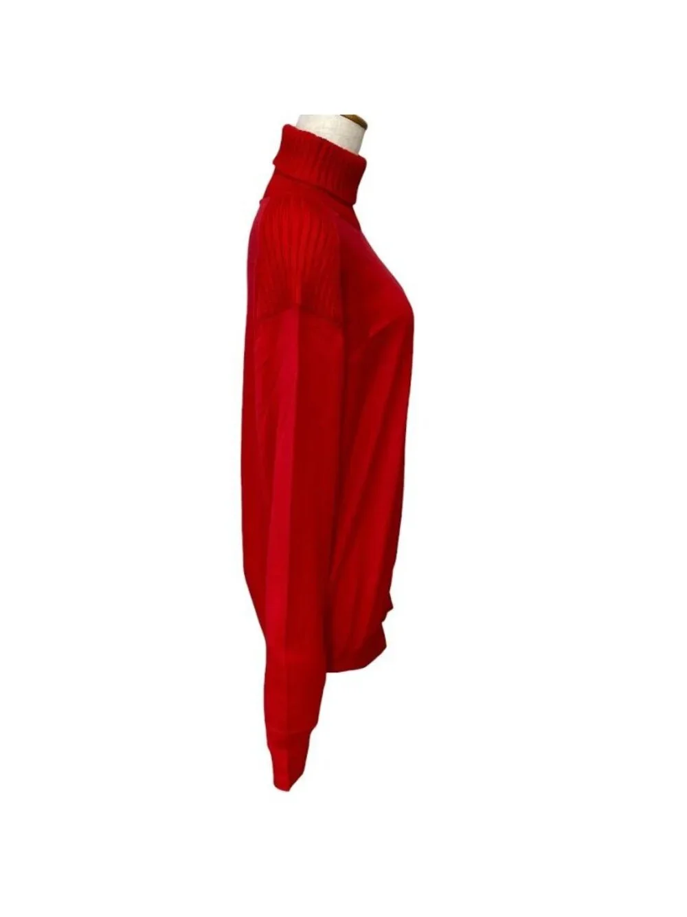 Louis Vuitton Monogram Turtleneck Knit Sweater Top Wool Red Fine Daily Practical